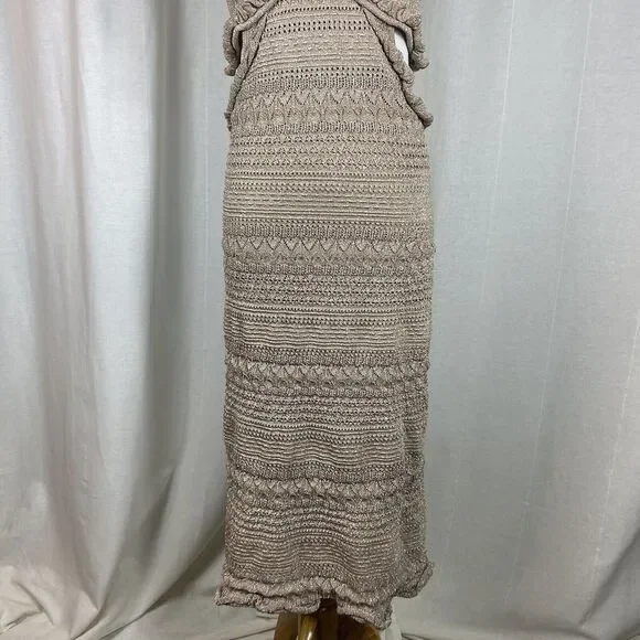 NWT MISA Women's Medium Skye Dress Platinum Rose Bodycon Cutout Boho Metallic - Picture 5 of 16